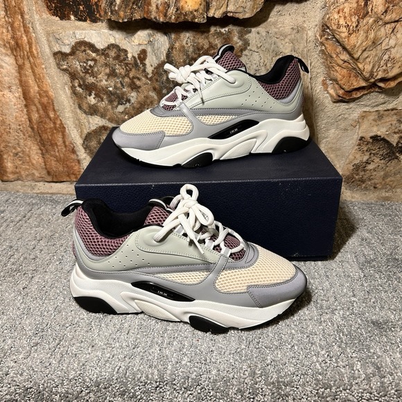 Dior B22 Purple White Grey Mens Reflective Sneakers - Size 42D 9US Italy